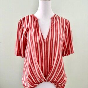 BCBGeneration Red and White Striped Blouse